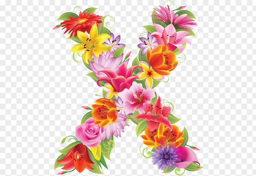 Flower Floral Design Letter Alphabet PNG