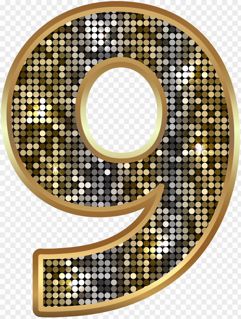 Number Nine Deco Gold Clip Art Image PNG