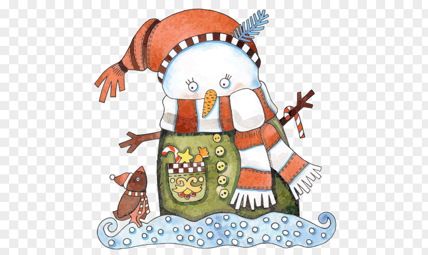 Snowman Christmas Cartoon Illustration PNG