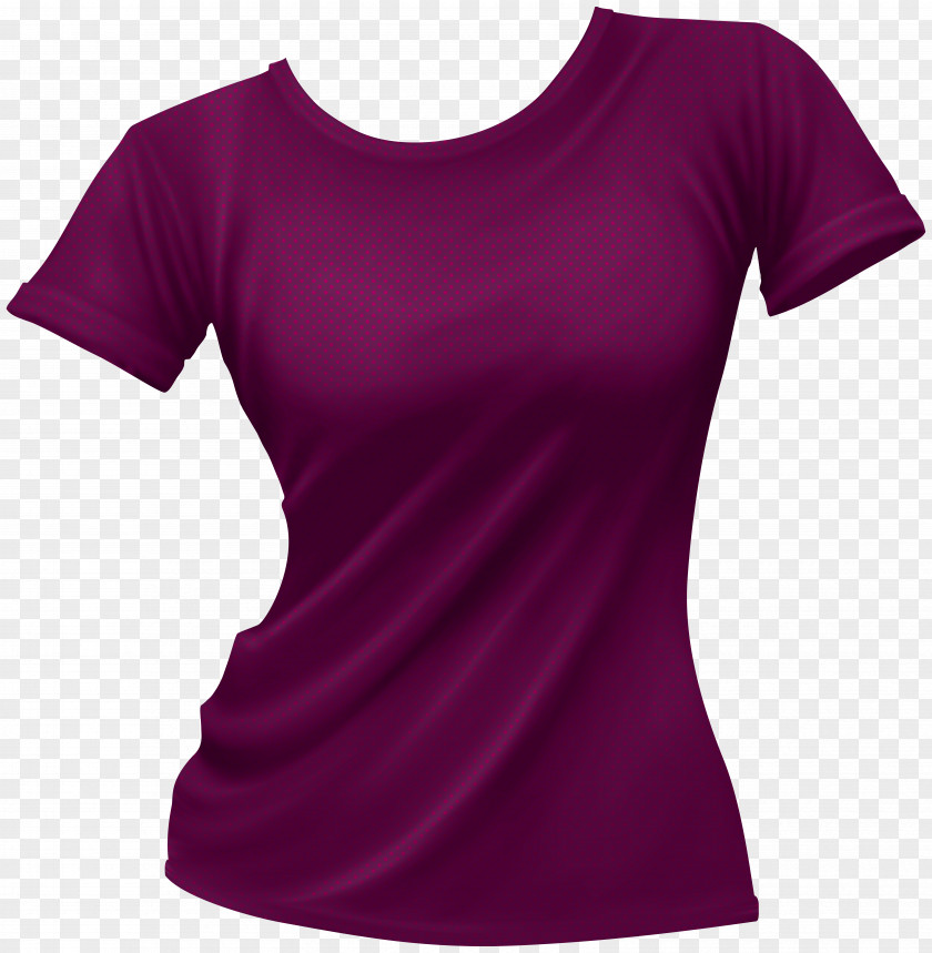 Female Drawing T-shirt Top Crew Neck Woman PNG
