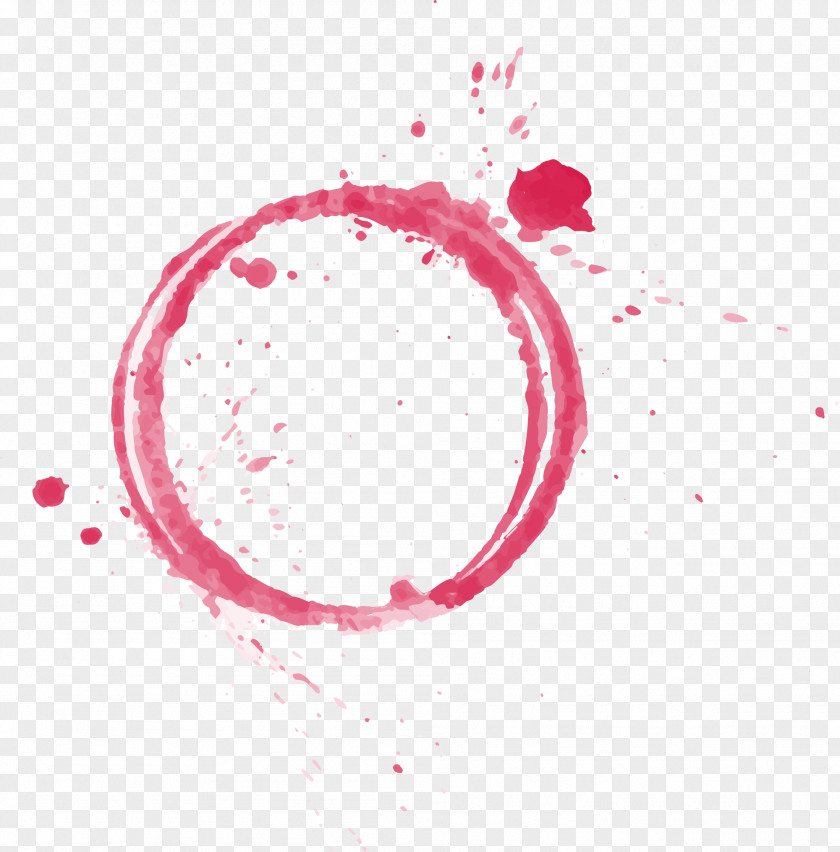Hand Painted Pink Drop Circle Ink Watercolor Painting PNG