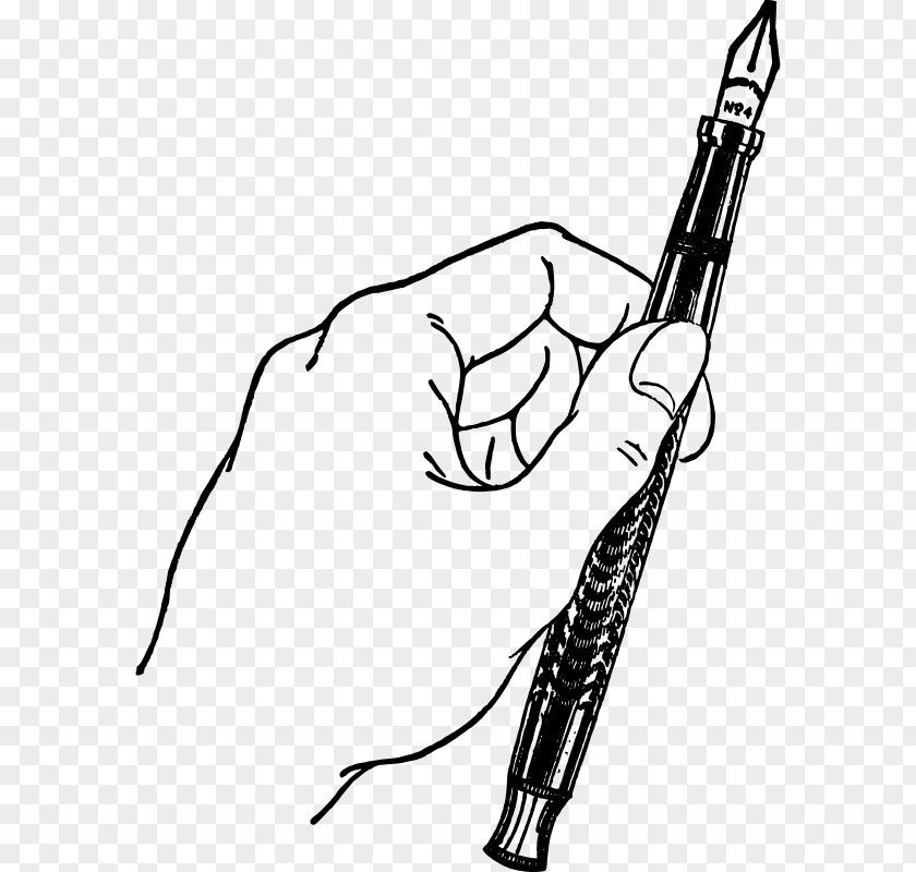 Hand With Pen Paper Fountain Quill Clip Art PNG