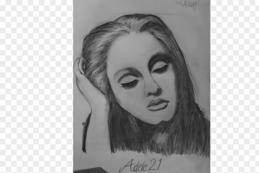 Adele Portrait Black And White Drawing Art PNG