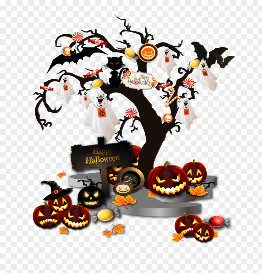Halloween Ghost Tree PNG