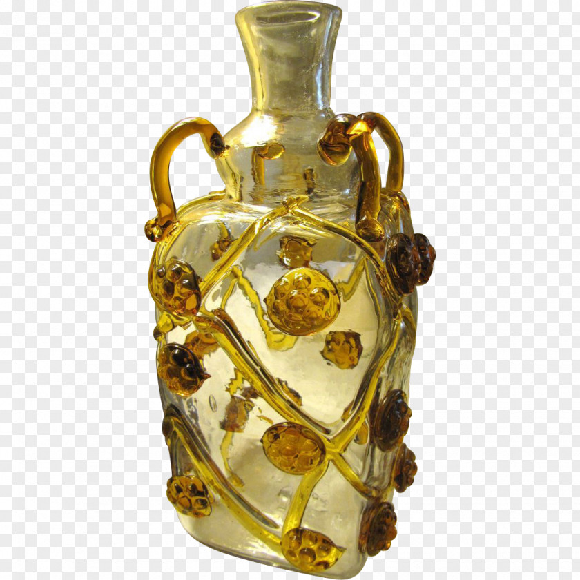 Handmade Glass Bottle Gold Metal Vase PNG