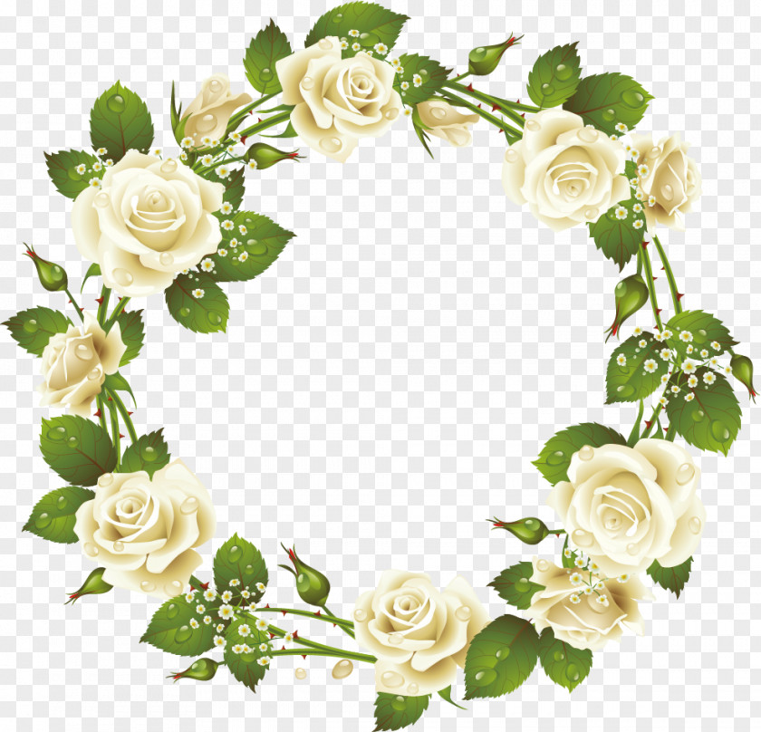 White Roses Wreath Elements Rose Picture Frame Pink Clip Art PNG