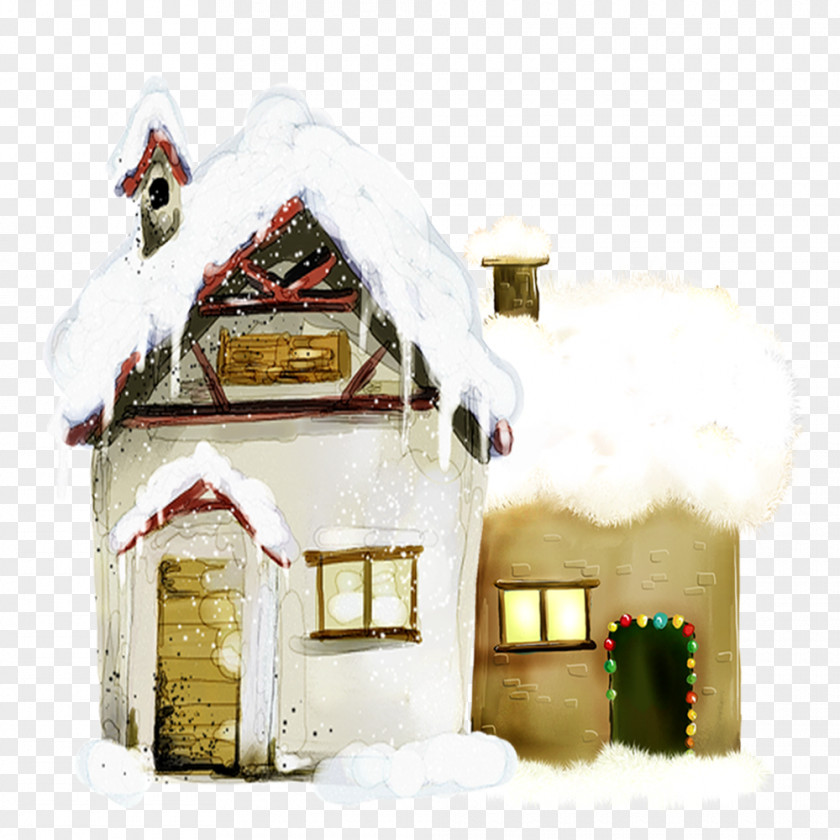 Creative House Reindeer Christmas Tree Snowman Wallpaper PNG