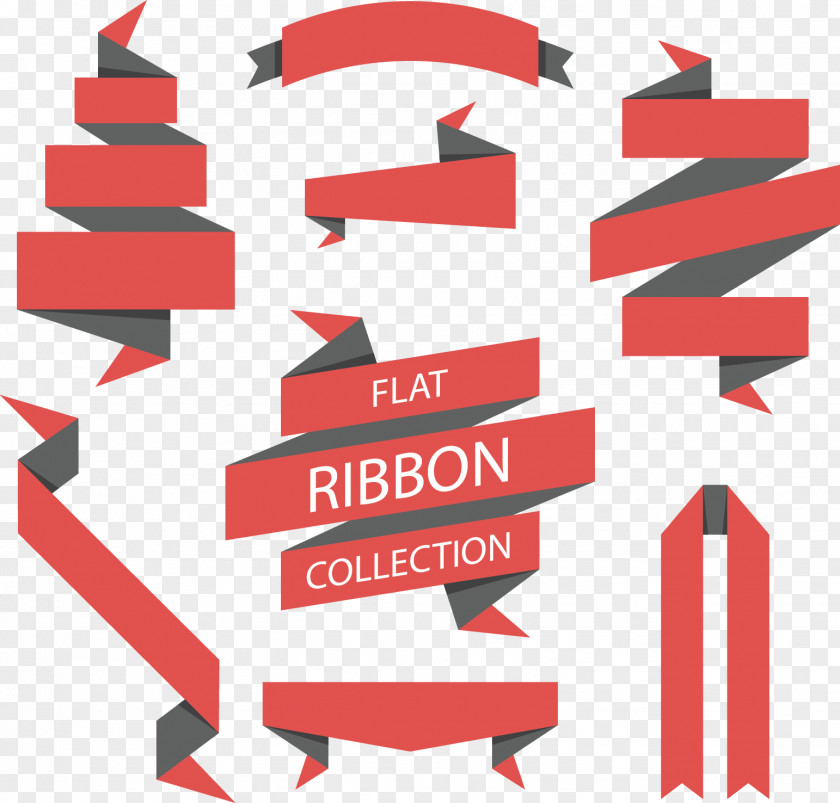 Vector Painted Red Origami Tag Paper Ribbon Clip Art PNG