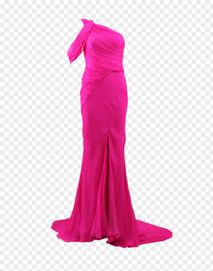 Dress Gown Cocktail Pink M Shoulder PNG