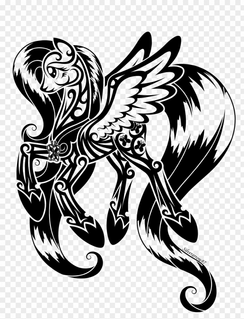 Dreamcatcher Fluttershy Drawing Black And White PNG