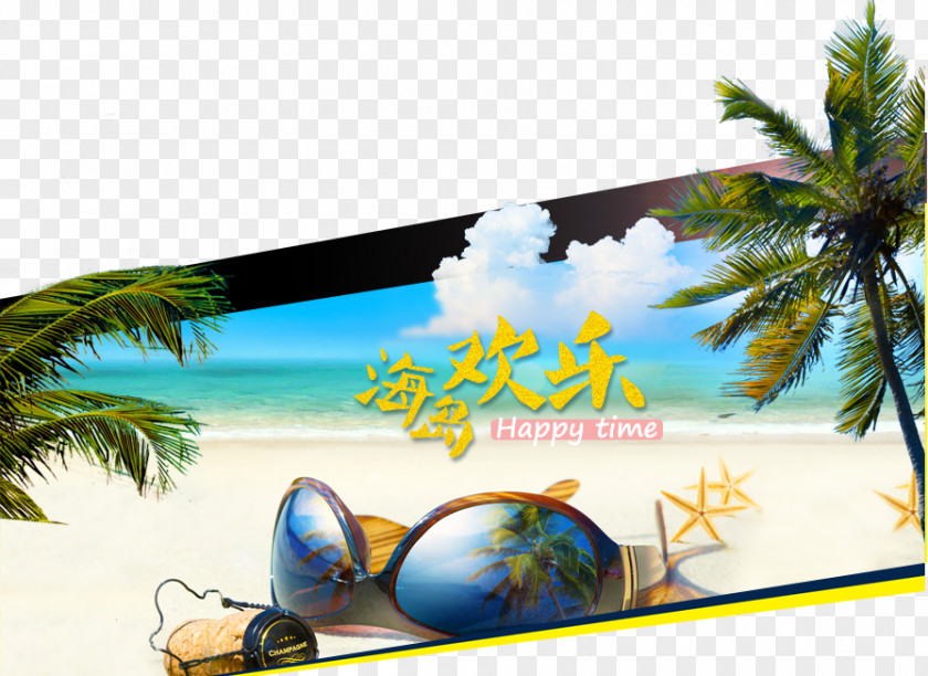 Happy Island Beach Sunglasses Stock Photography PNG
