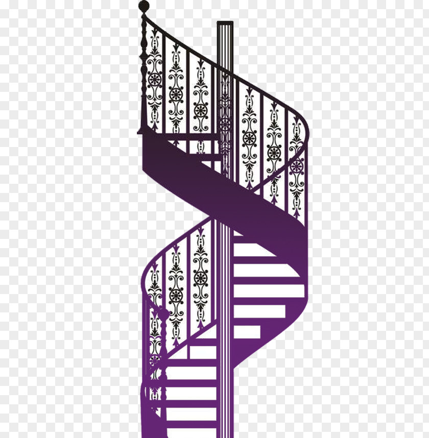 Purple Aesthetic Iron Rotary Stairs Antique Furniture Stock Photography Illustration PNG