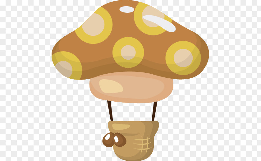 Cute Cartoon Mushroom Hot Air Balloon Drawing PNG