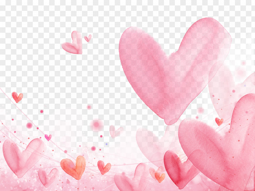 Floating Hearts Background Romance Falling In Love Watercolor Painting Heart PNG