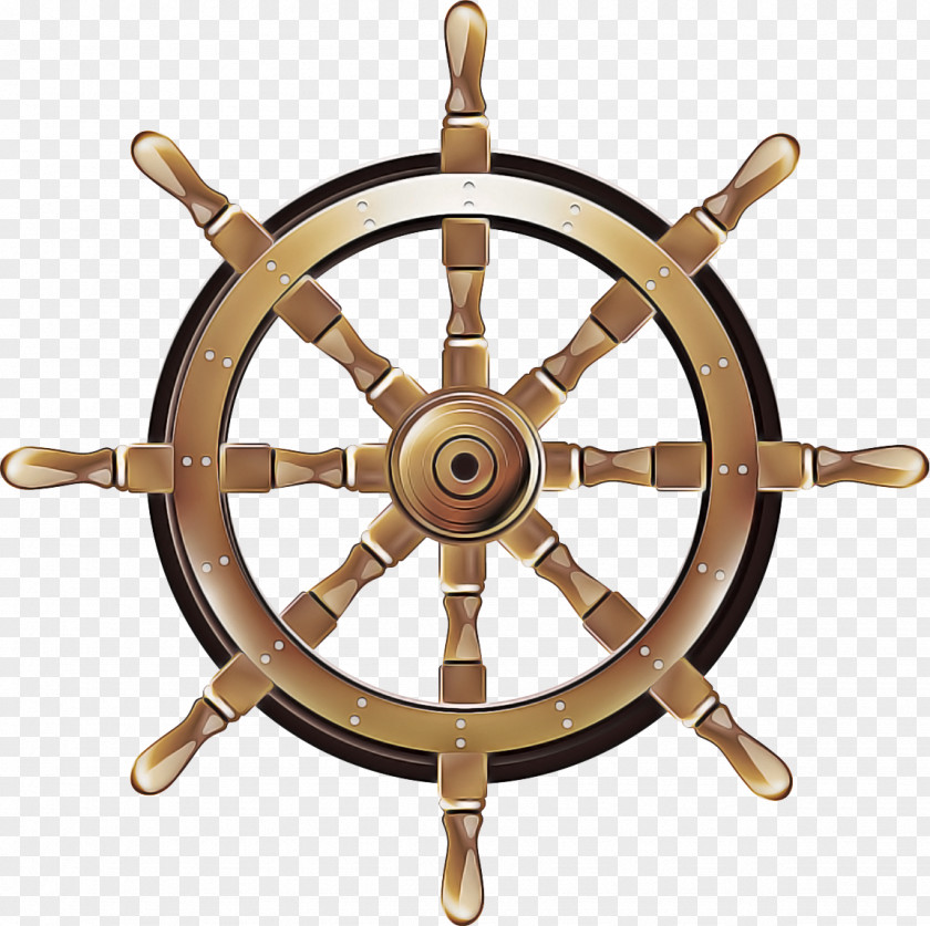 Bronze Table Ship Steering Wheel Background PNG