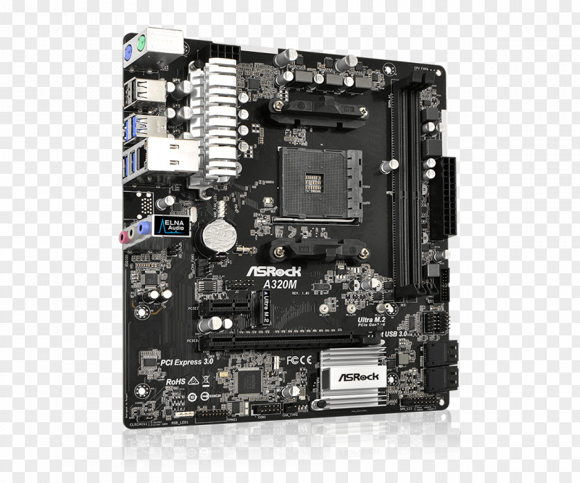 MicroATX Socket AM4 ASRock A320M AMD A320 Micro ATX Motherboard AB350M-HDV PNG
