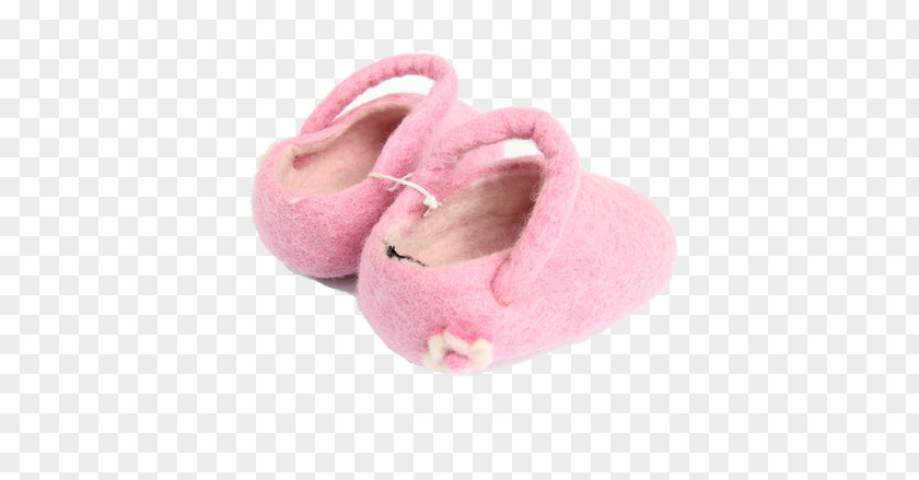 Pink Baby Shoe Slipper Size Felt Wool PNG