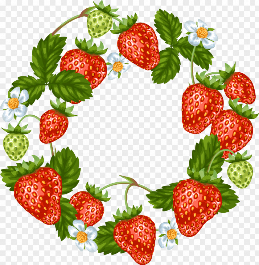 Vector Strawberry Wreath Frutti Di Bosco Fruit Food PNG