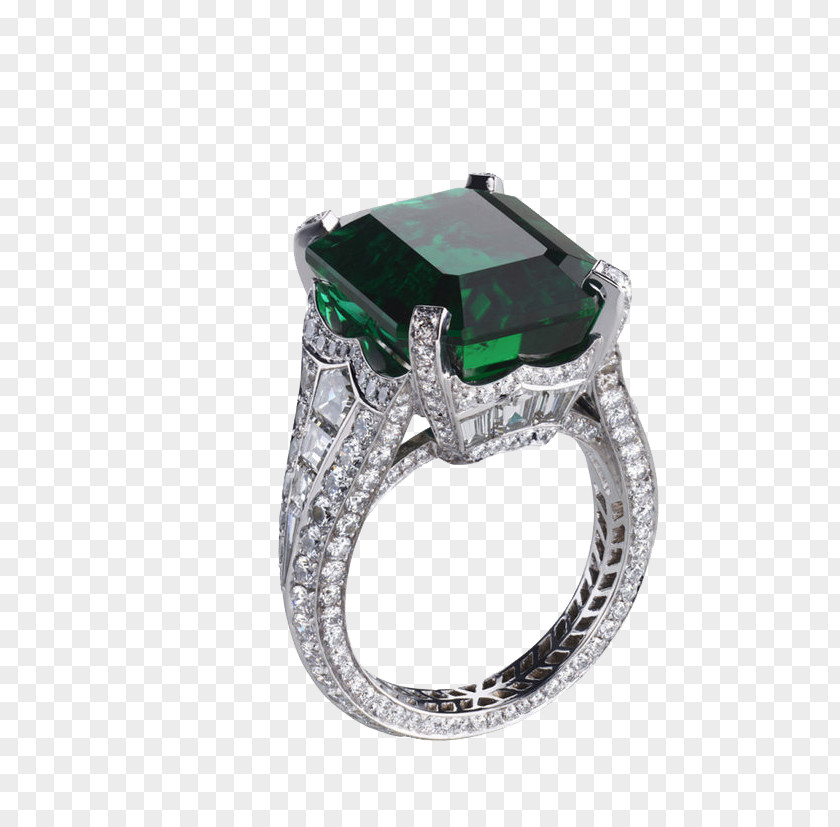 Emerald Ring Engagement Diamond Gemstone PNG