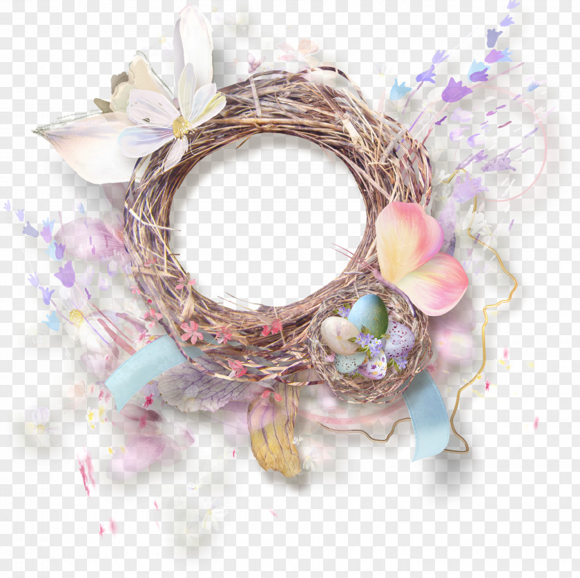 Pretty Creative Brown Twigs Ring Easter Basket Picture Frame PNG