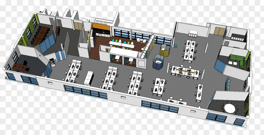 Best Layout Design Office 3D Floor Plan PNG