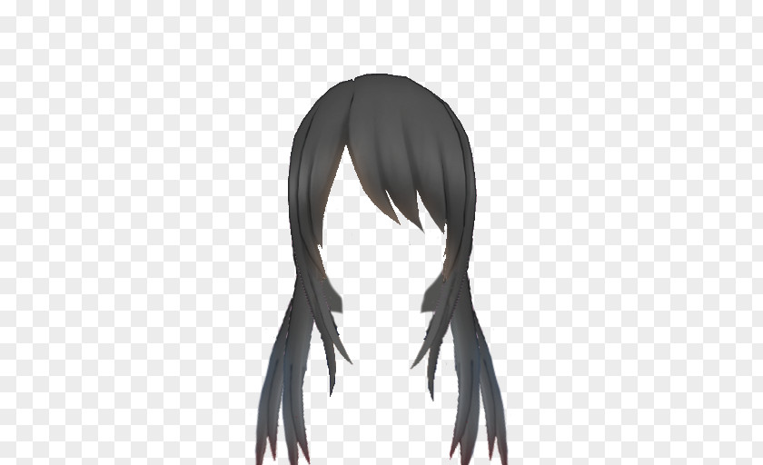 Long Hair Yandere Simulator Black Wig PNG