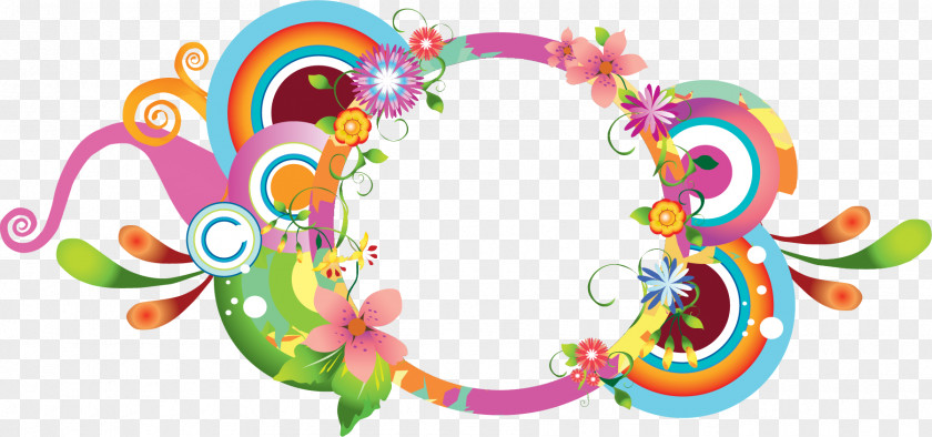 Flower Circle Frame Floral PNG