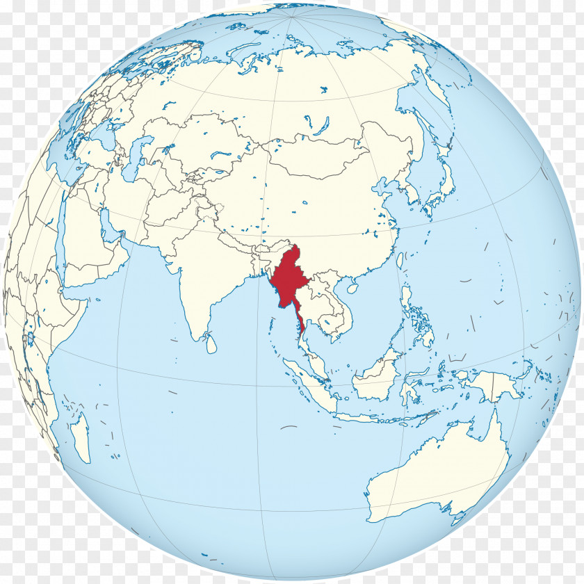 Globe World Map Burma PNG