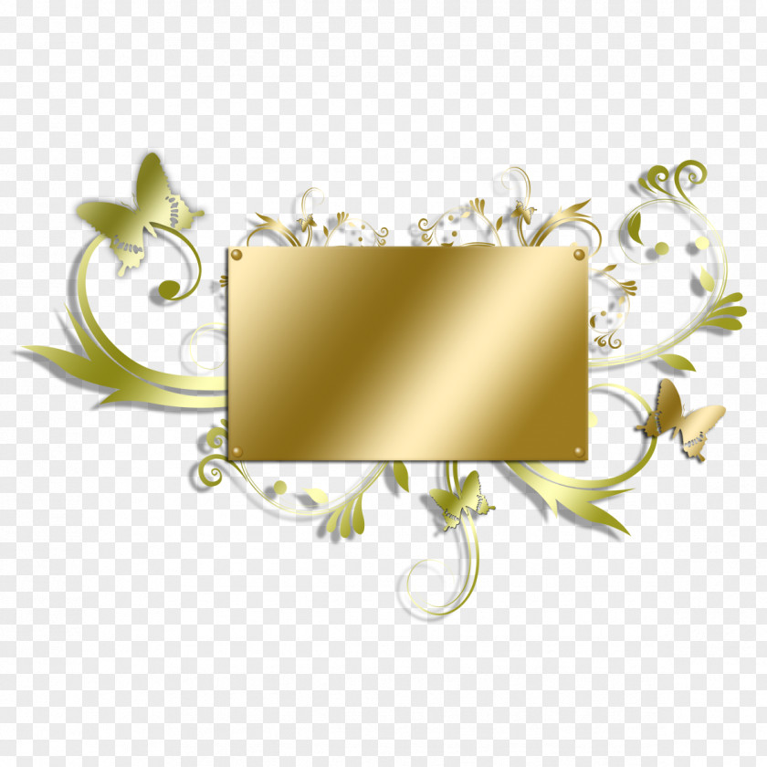 Golden Flower Frame Picture Gold PNG