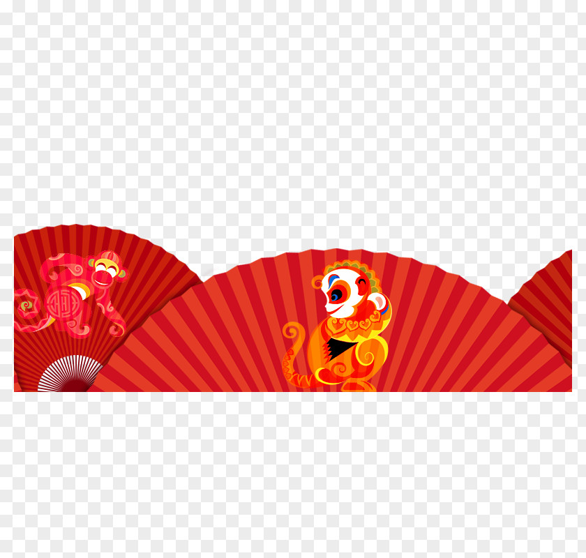 Creative Monkey Hand Fan Chinese New Year PNG