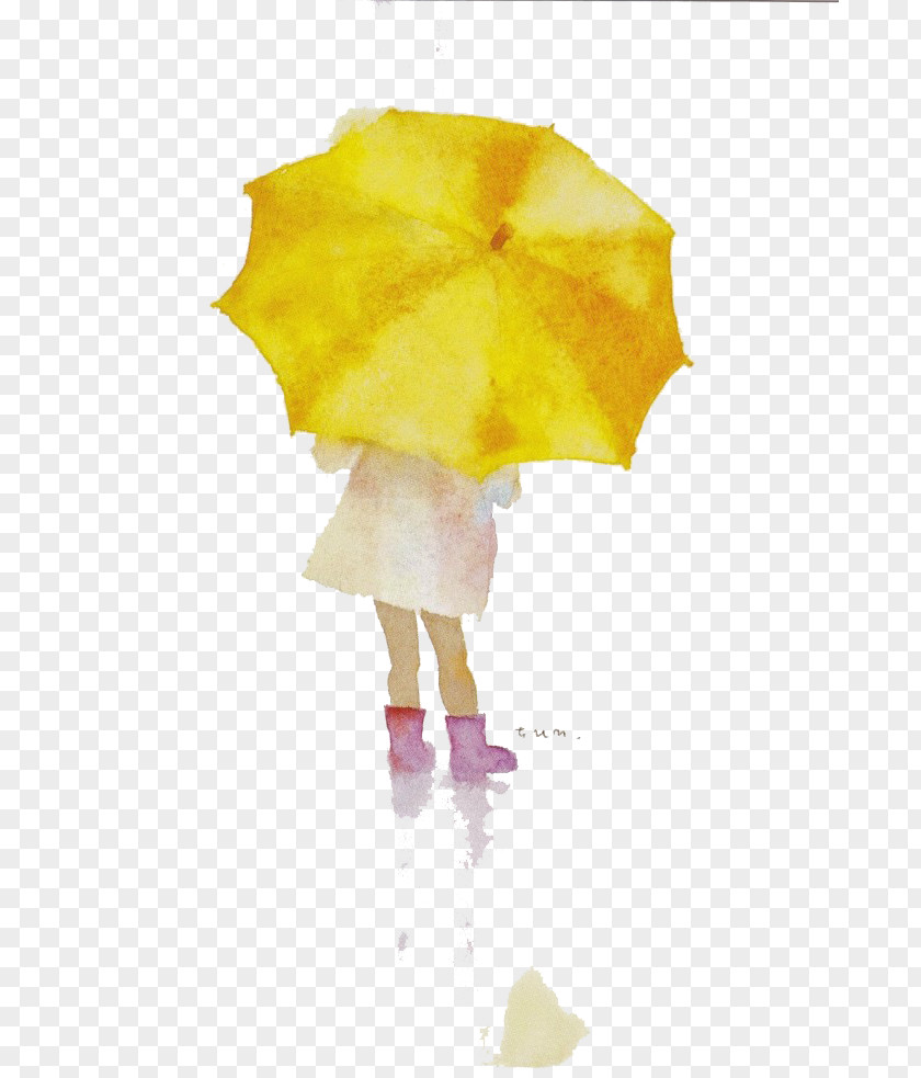 Illustrator Drawing Watercolor Painting Art Illustration PNG painting Illustration, Umbrella little girl, girl with yellow umbrella clipart PNG