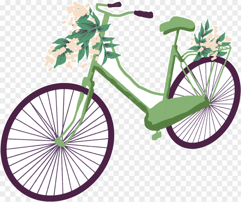 Green Cartoon Bike Bicycle Wheel Road Frame PNG