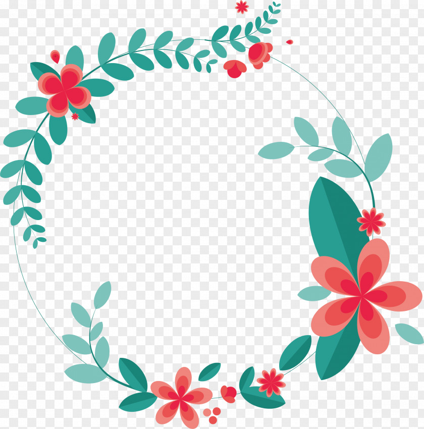 Leaves Splicing Love Ring Paper Wreath Flower PNG