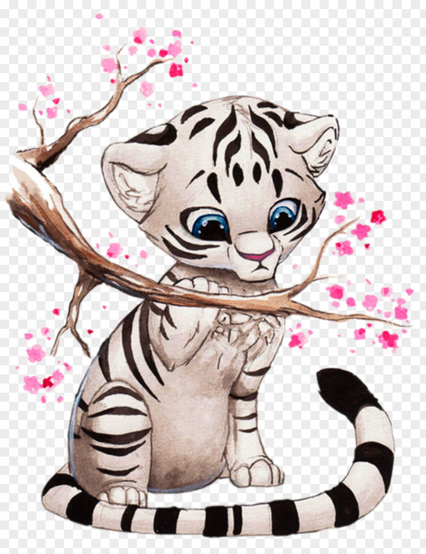 Tiger White (Ava Ayala) Cat Drawing PNG