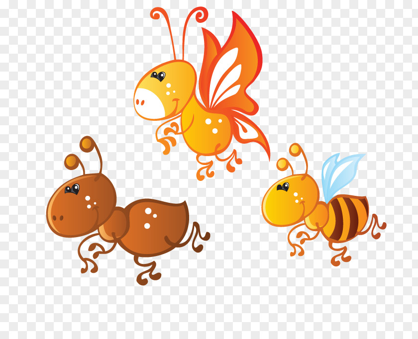 Cartoon Bees And Ants Ant Euclidean Vector Bee PNG