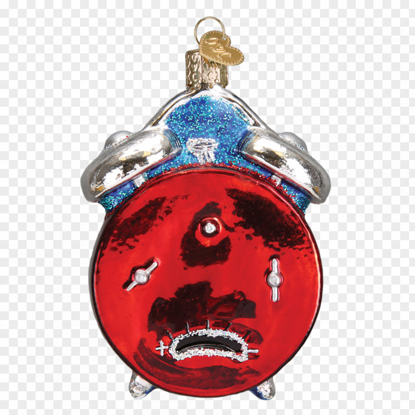 Hand-painted Alarm Clock Christmas Ornament Clocks Holiday Glass PNG