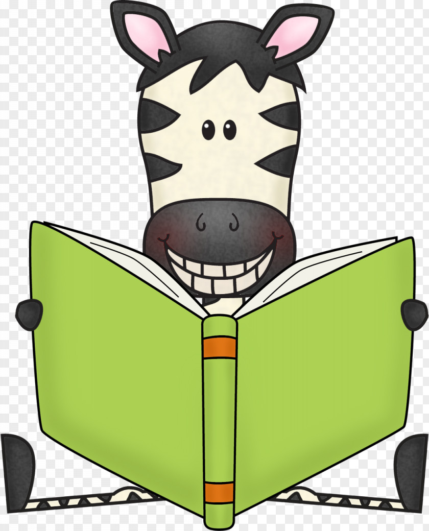 Zebra Reading Coloring Book Clip Art PNG