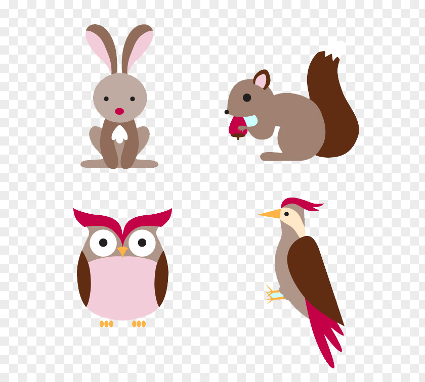 (4) Cartoon Forest Animals Vector Material Animal PNG