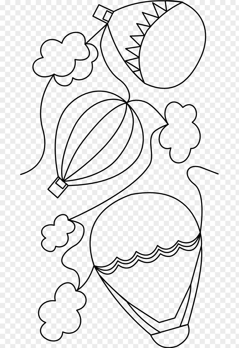 MAirballon Pattern Line Art Plant Stem Illustration Black & White PNG