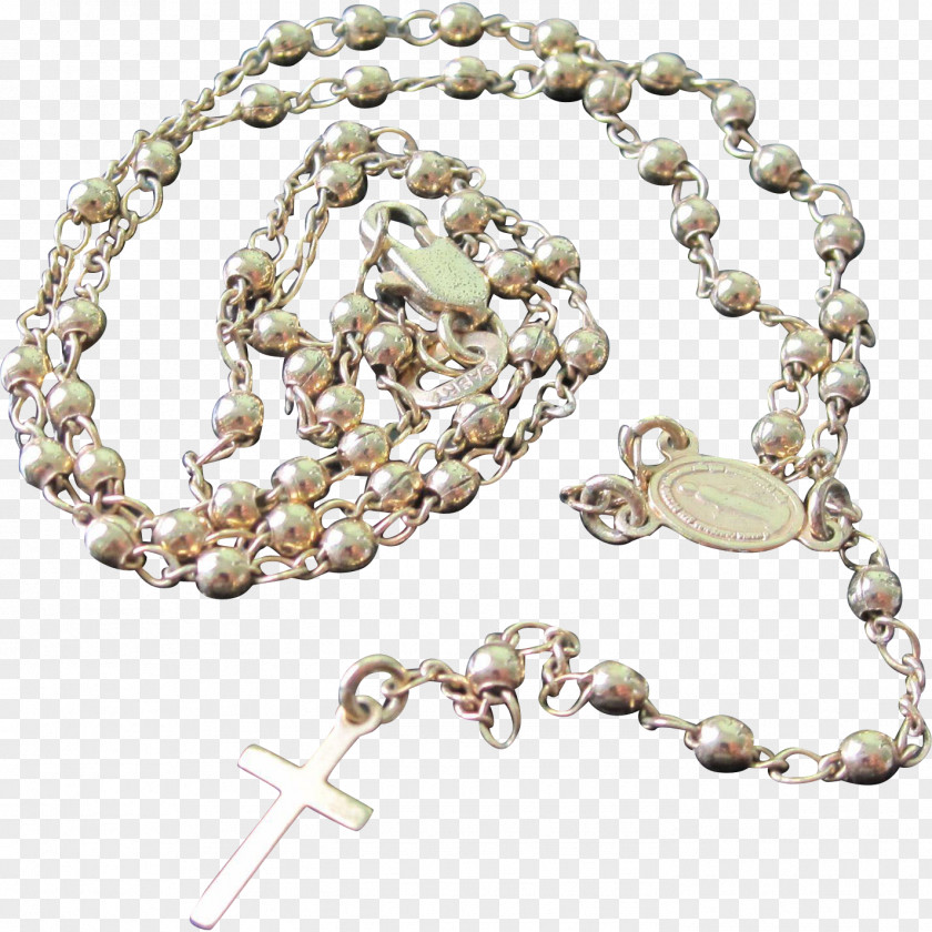 Gold Rosary Crucifix Miraculous Medal Bead PNG