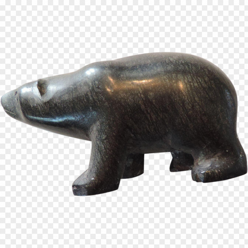 Narwhal Polar Bear Wood Carving Inuit Figurine PNG