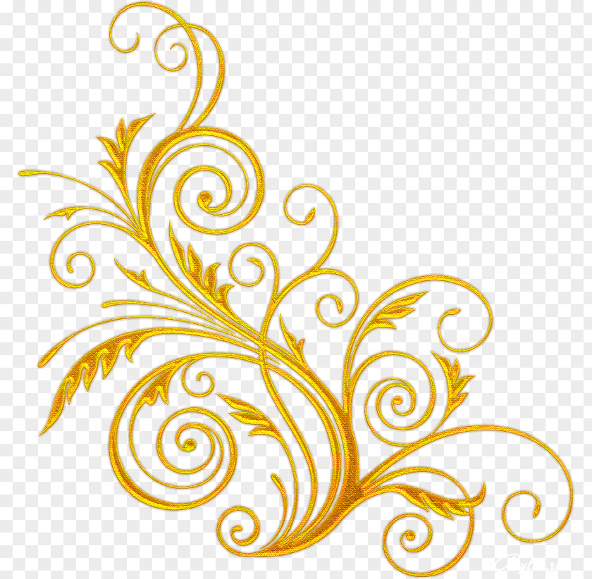 Gold Corner Flower Ornament Floral Design Clip Art PNG