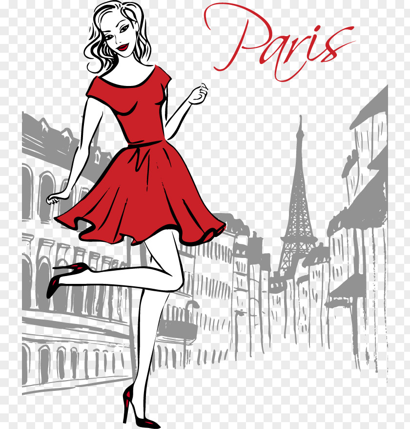 Playful Women Paris Drawing Stock Photography Shopping Bag PNG