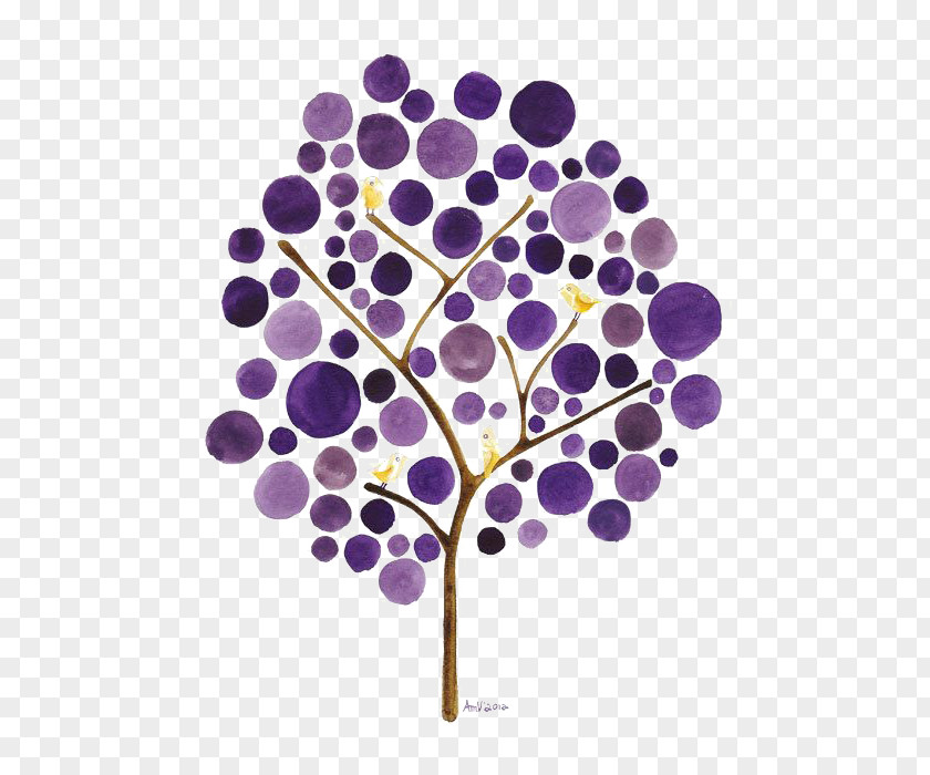 Purple Trees Watercolor Painting Drawing Art Paper PNG