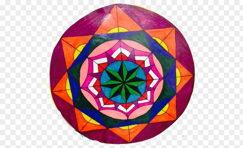 Sacred Geometry Stained Glass Mandala Art PNG