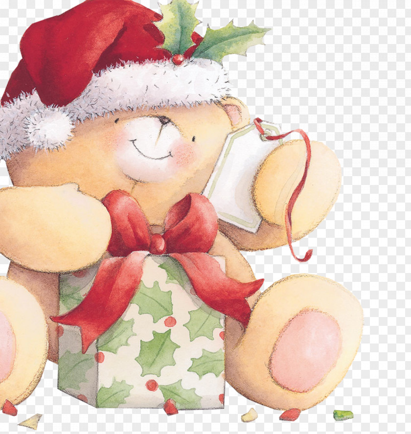 Friends Forever Santa Claus Christmas Bear Clip Art PNG