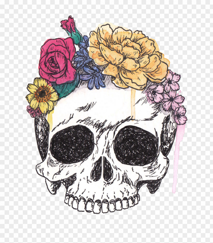 Skulls Skull Calavera Flower Drawing Art PNG