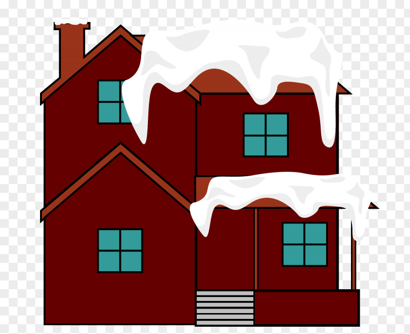 Vector Red House Snow Building Roof PNG