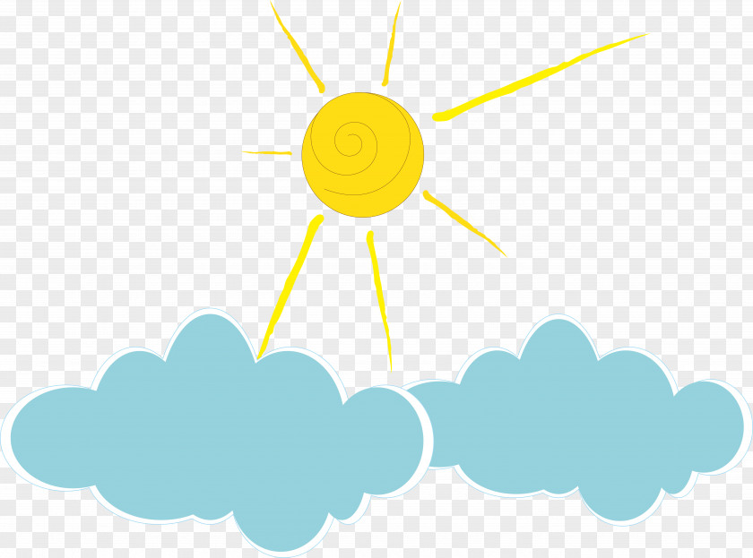 Hand-painted Cute Sun Cloud Vector Illustration PNG