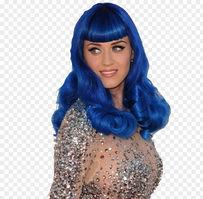 Katy Perry Blue Wig Human Hair Color PNG